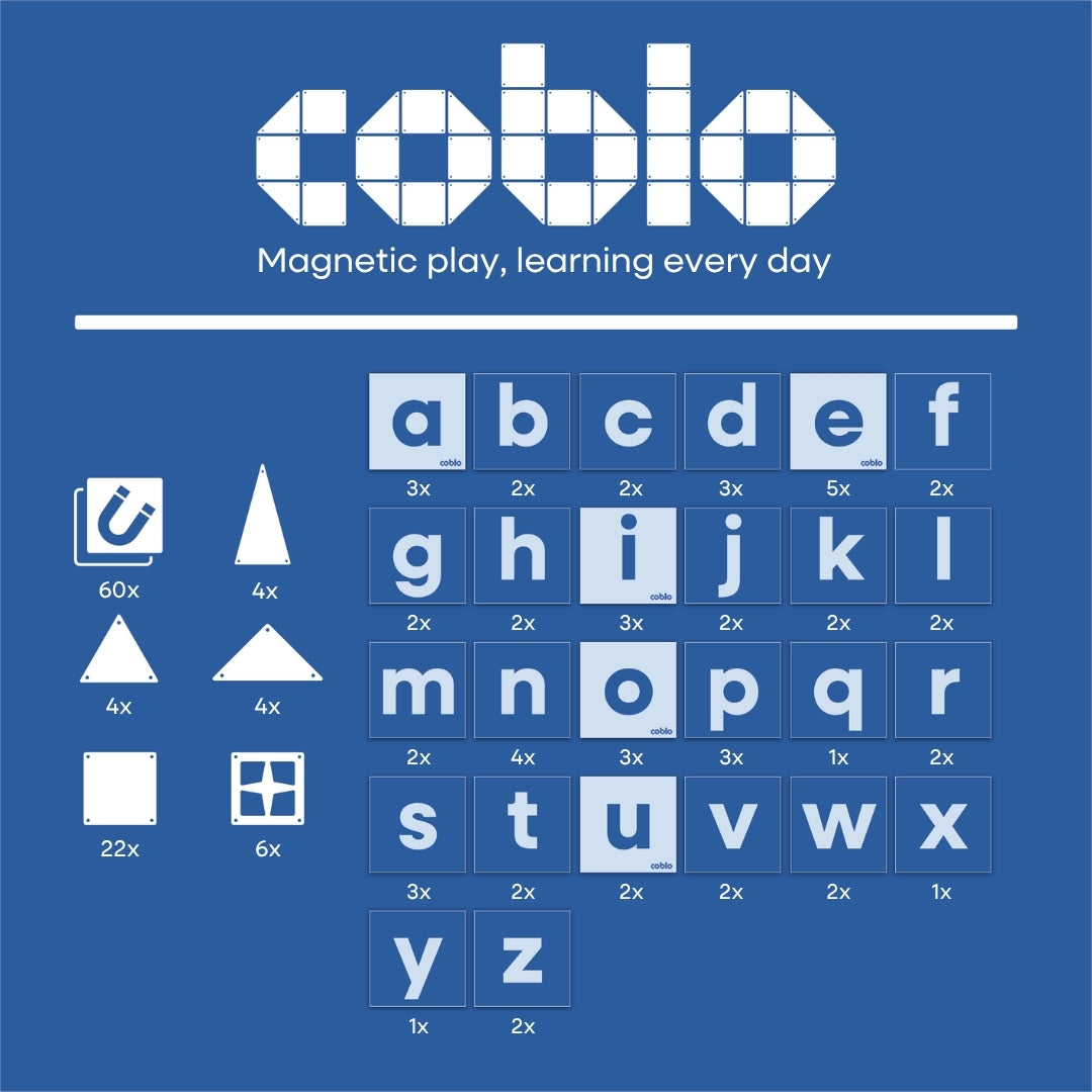 Coblo Mini Letters - 40 tegels & 60 toppers  (1 omdoos: 24 stuks)